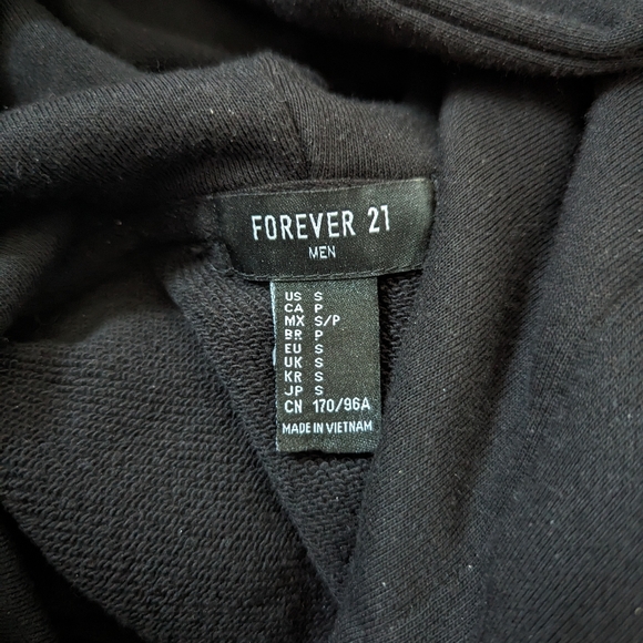 Forever 21 Black Hoodie with Black and White Checkered Trim Men's Small - Picture 3 of 3